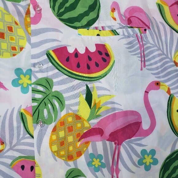 King Kameha Poly Pink Flamingo Watermelon Hawaiian Shirt XXL - Picture 8 of 12